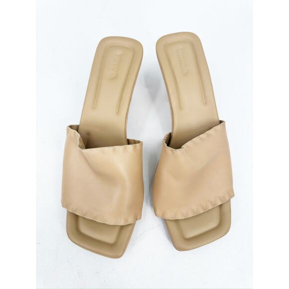 Vince Ceil Mafalda Blonde Nude Leather Marbled Heel Mules Size 10 - Picture 5 of 5